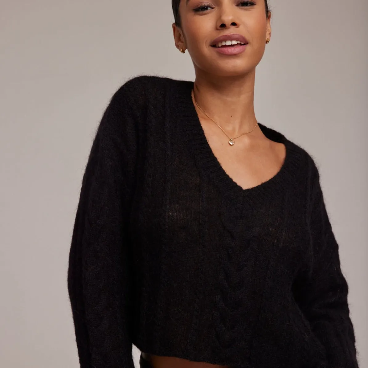Bella Dahl V Neck Cropped Sweater
