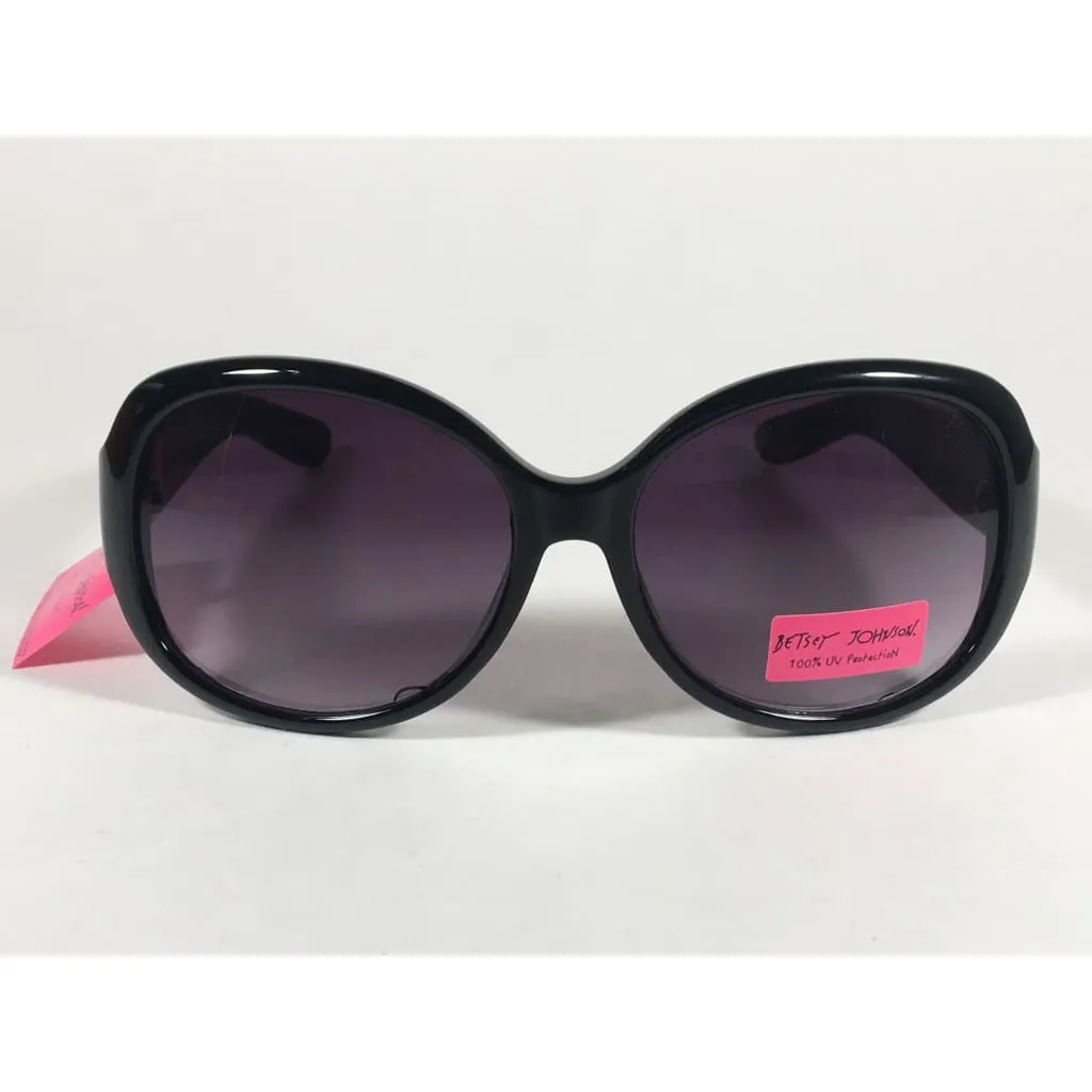 Betsey Johnson Oversized Sunglasses Black Gold Glitter Stone Gray Purple Gradient