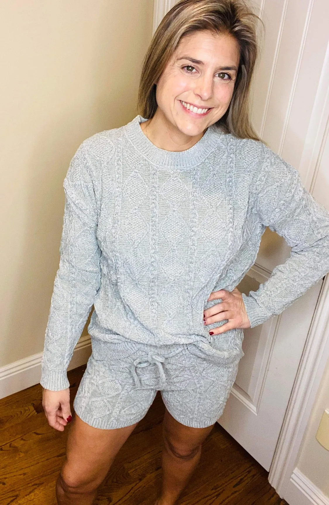 BiBi Cable Knit Round Neck Sweater