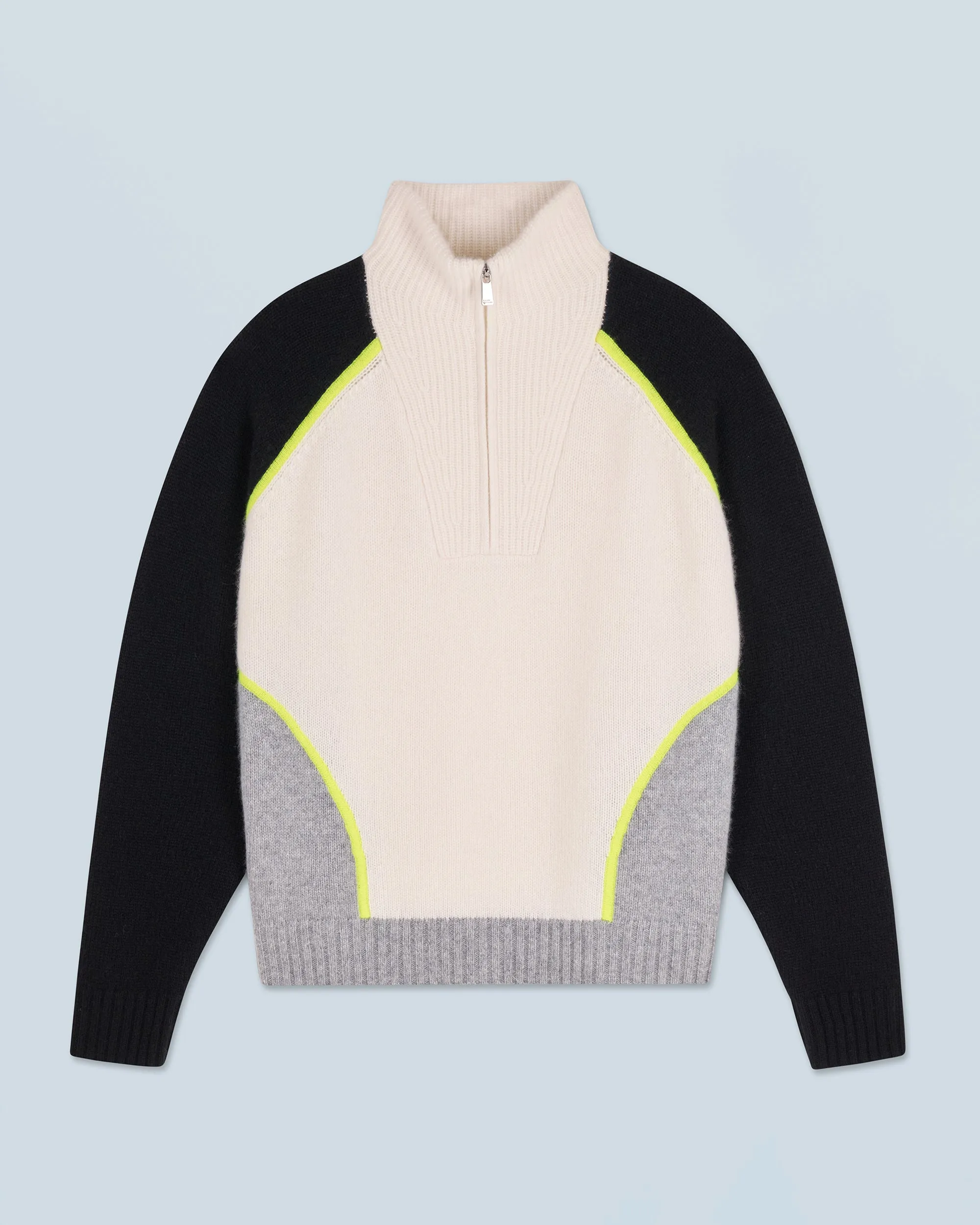 Bicolor Quarter Zip Neck Sweater (H24 / WOMEN / Black)