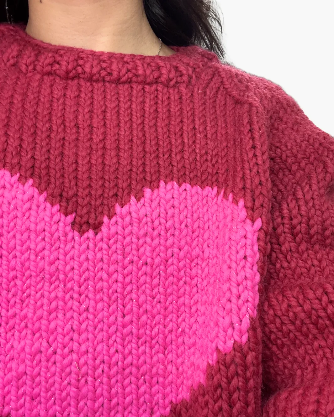 BIG HEART SLOUCHY PULLOVER IN CRANBERRY
