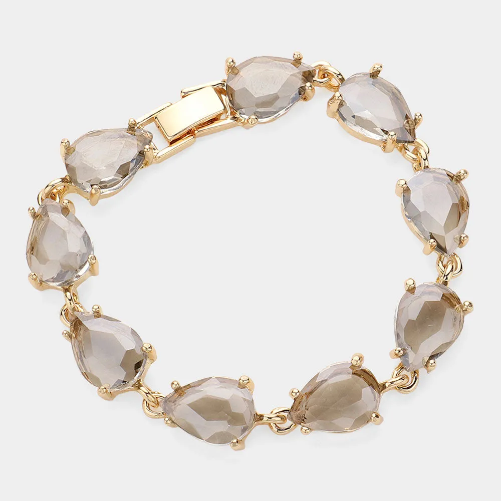 Black Diamond AB Teardrop cluster Link Pageant Bracelet | Homecoming Bracelet | Homecoming Jewelry | 630060
