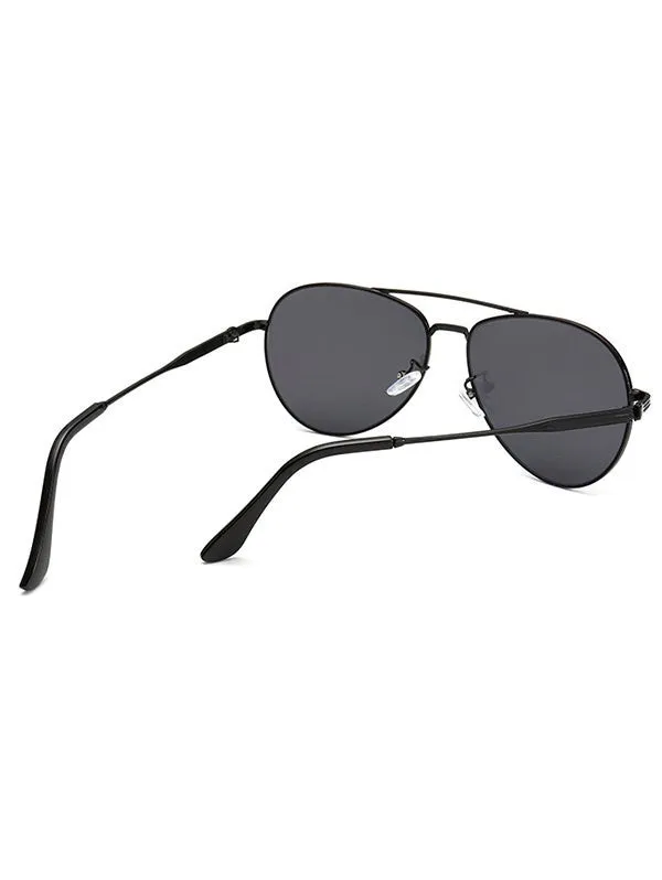 Black Metal Crossbar Pilot Sunglasses