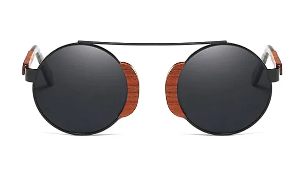 Black Round Wood Sunglasses for Men - Stylish and Classy Eyewear