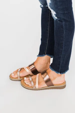 Blowfish Otsi Sandals- Rose Gold & Amber