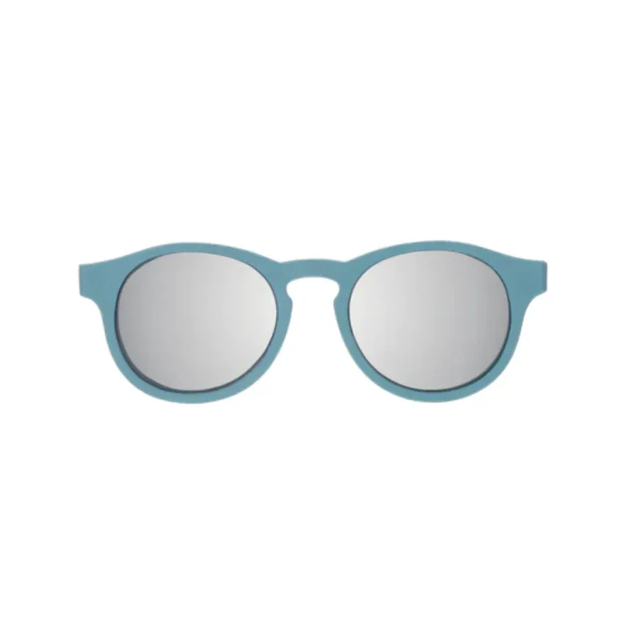 Blue Polarized Keyhole Sunglasses with Mirrored Lens