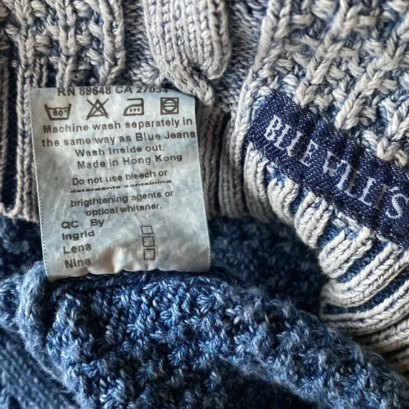 BLUE WILLI’S Cotton, denim,v-neck,button front, collared, knit blue sweater XXL