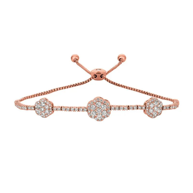 BOLO DIAMOND FLOWER BRACELET 14K GOLD (1.75 CTW)