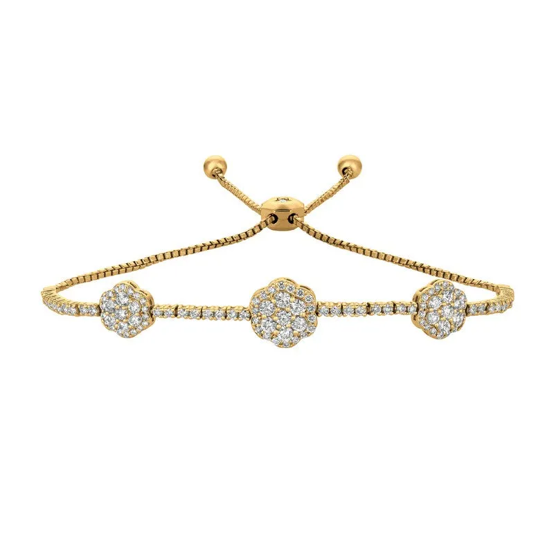 BOLO DIAMOND FLOWER BRACELET 14K GOLD (1.75 CTW)