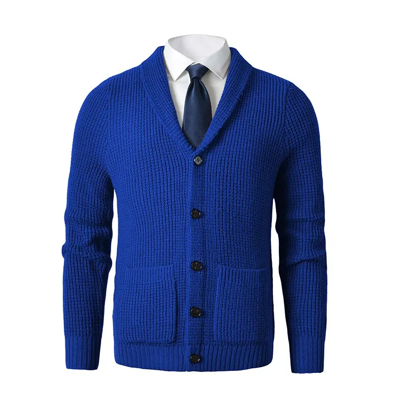 Bonsir High Quality Men's Cardigan Sweater Slim Fit Knitted Ted Button Up Wool Sweater with Pockets Autumn Winter Kitting Sweatercoat