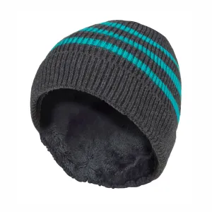 Boys Ribbed Knit Turnover Thermal Winter Hat with Stripes