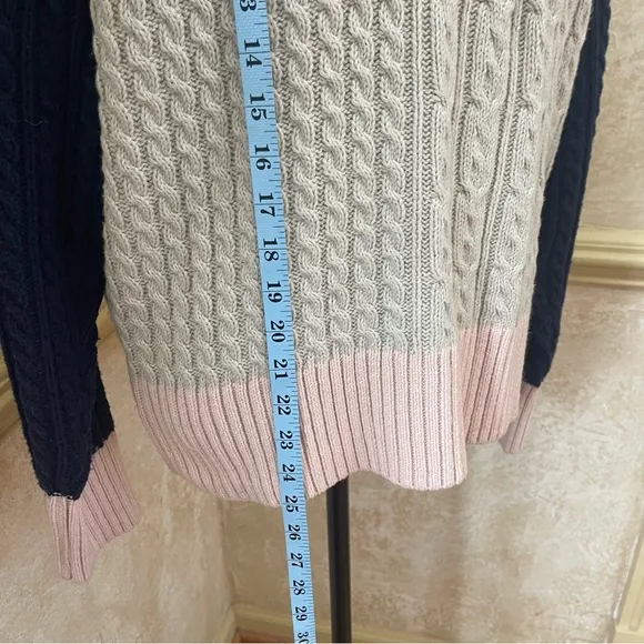 BP. Colorblock Cable Knit Button Front Cardigan Pink Blue Beige Sz L