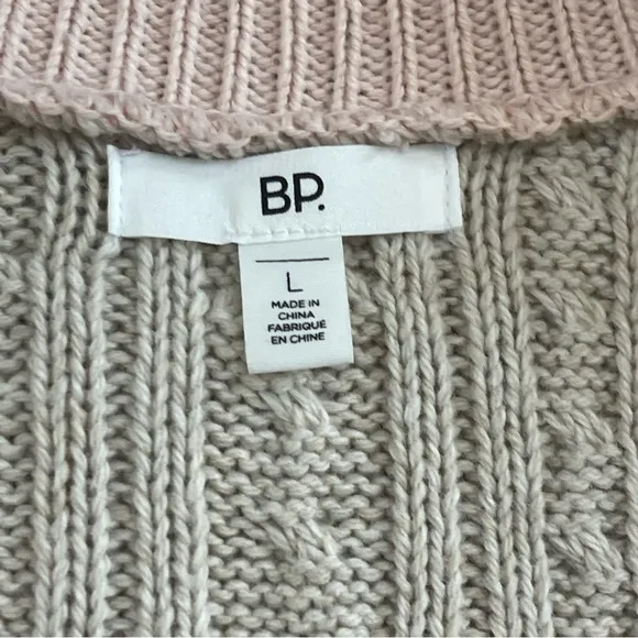 BP. Colorblock Cable Knit Button Front Cardigan Pink Blue Beige Sz L