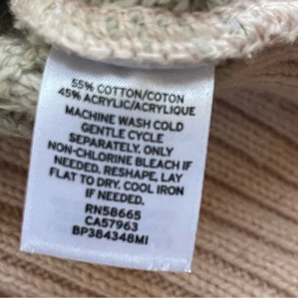 BP. Colorblock Cable Knit Button Front Cardigan Pink Blue Beige Sz L