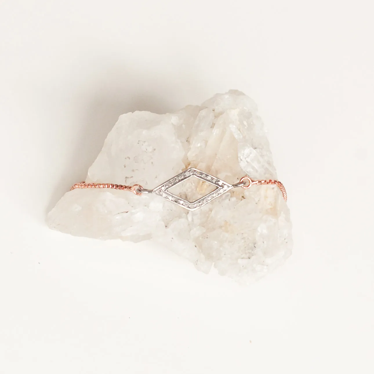 Bracelet with Diamond in Skewed Square Pave Setting with Rose Gold