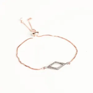 Bracelet with Diamond in Skewed Square Pave Setting with Rose Gold