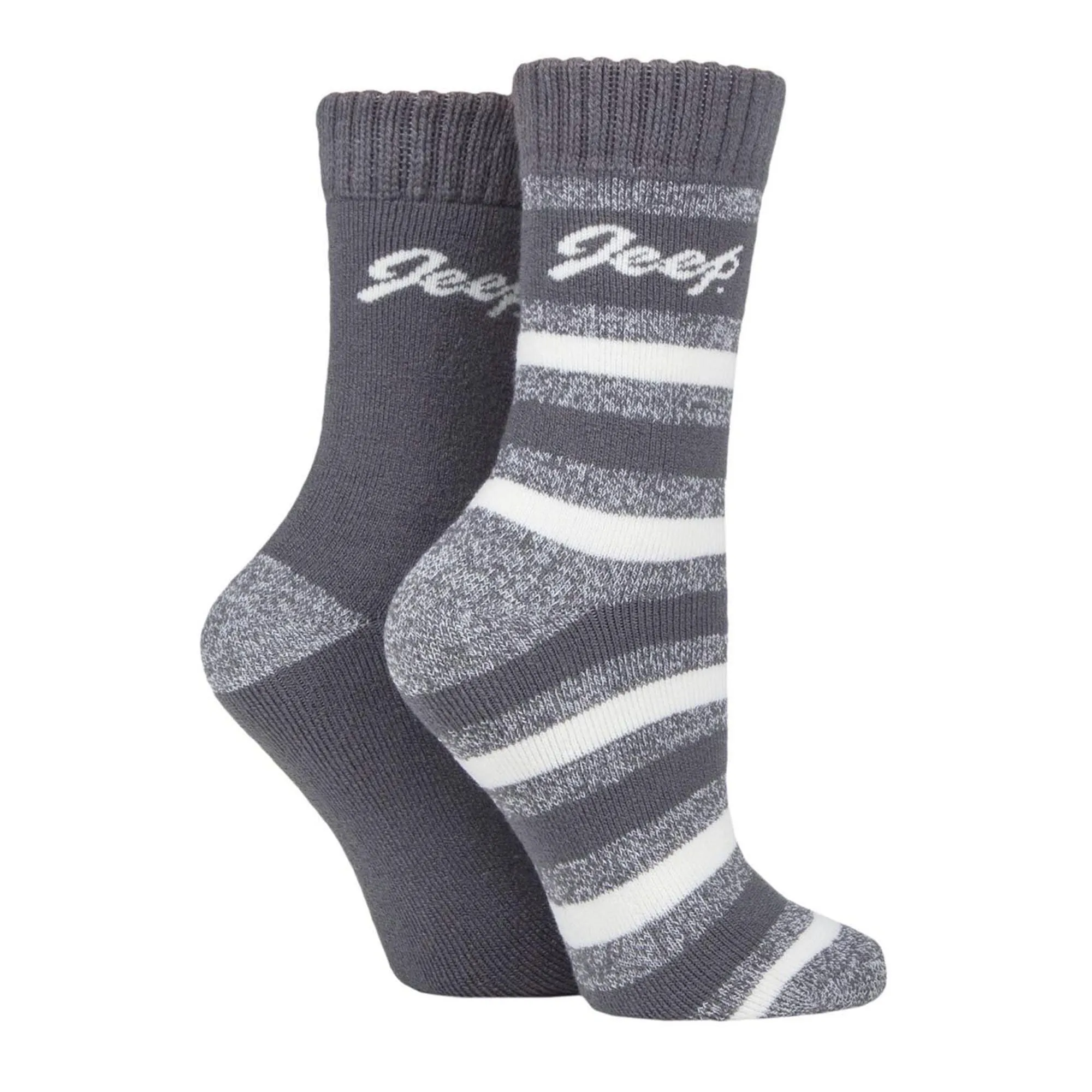 Breathable Cushioned Thermal Boot Socks - 2 Pack Striped Socks for Women