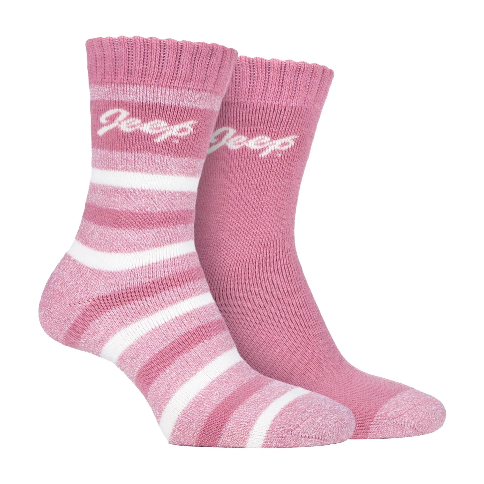 Breathable Cushioned Thermal Boot Socks - 2 Pack Striped Socks for Women