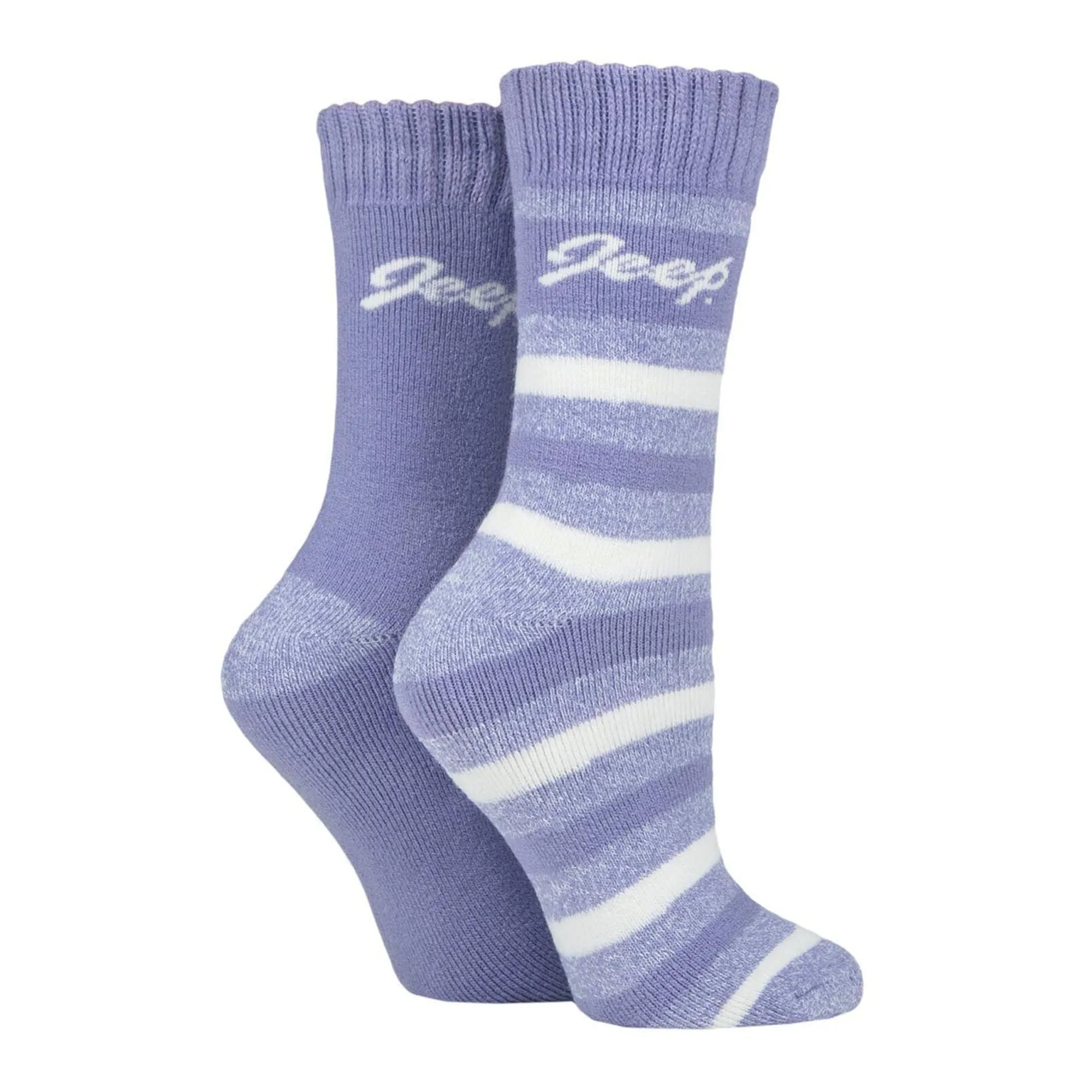 Breathable Cushioned Thermal Boot Socks - 2 Pack Striped Socks for Women