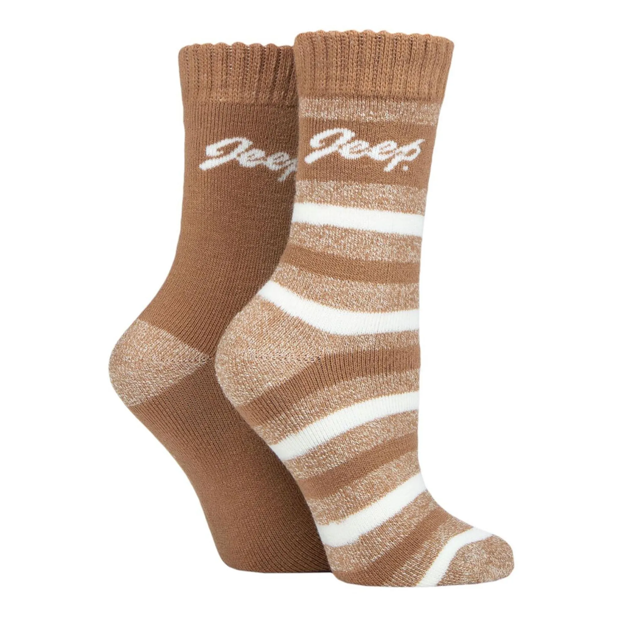 Breathable Cushioned Thermal Boot Socks - 2 Pack Striped Socks for Women