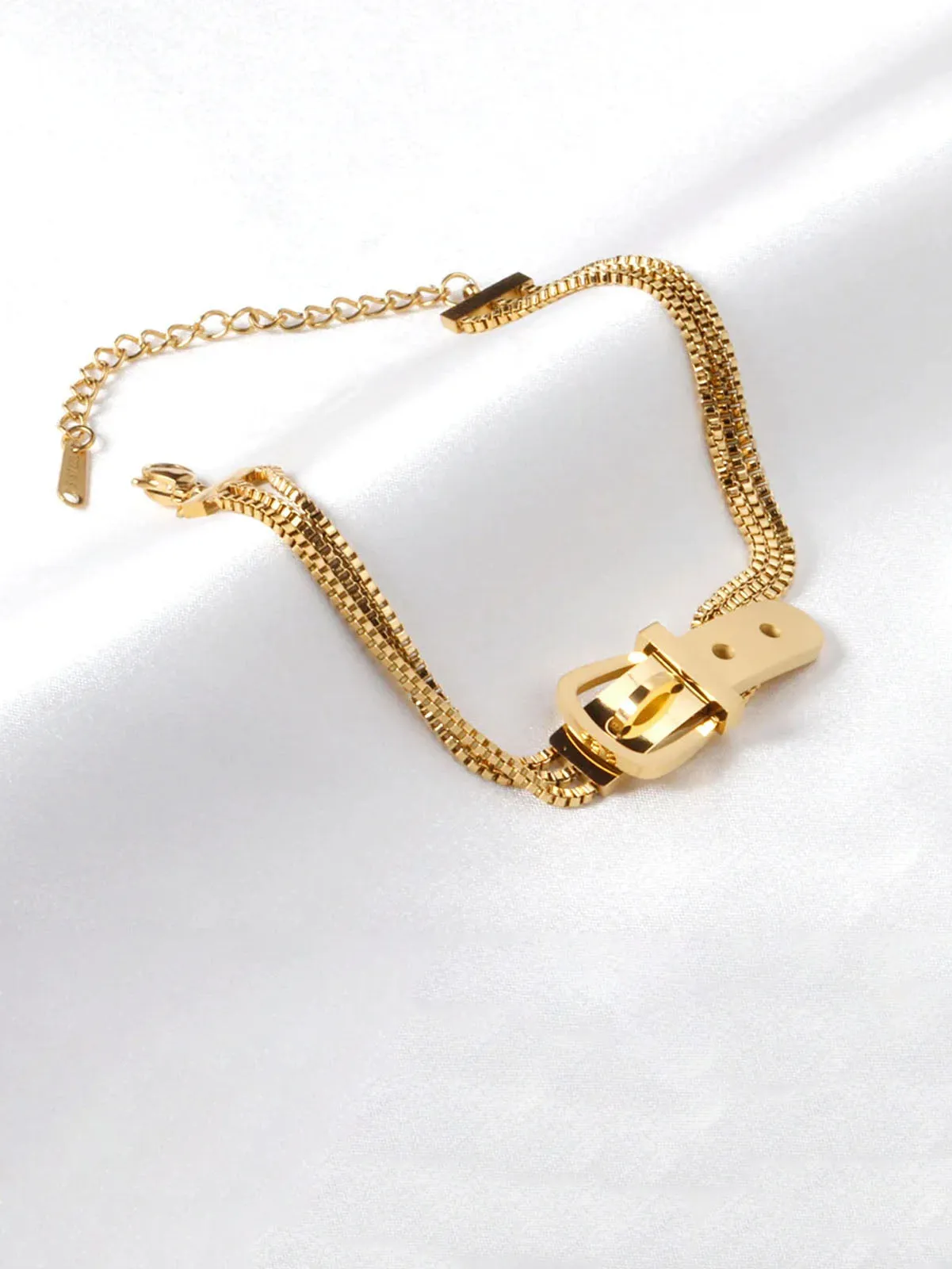 Buckle Decor Multi-Layered Chain Bracelet - FD ⚡