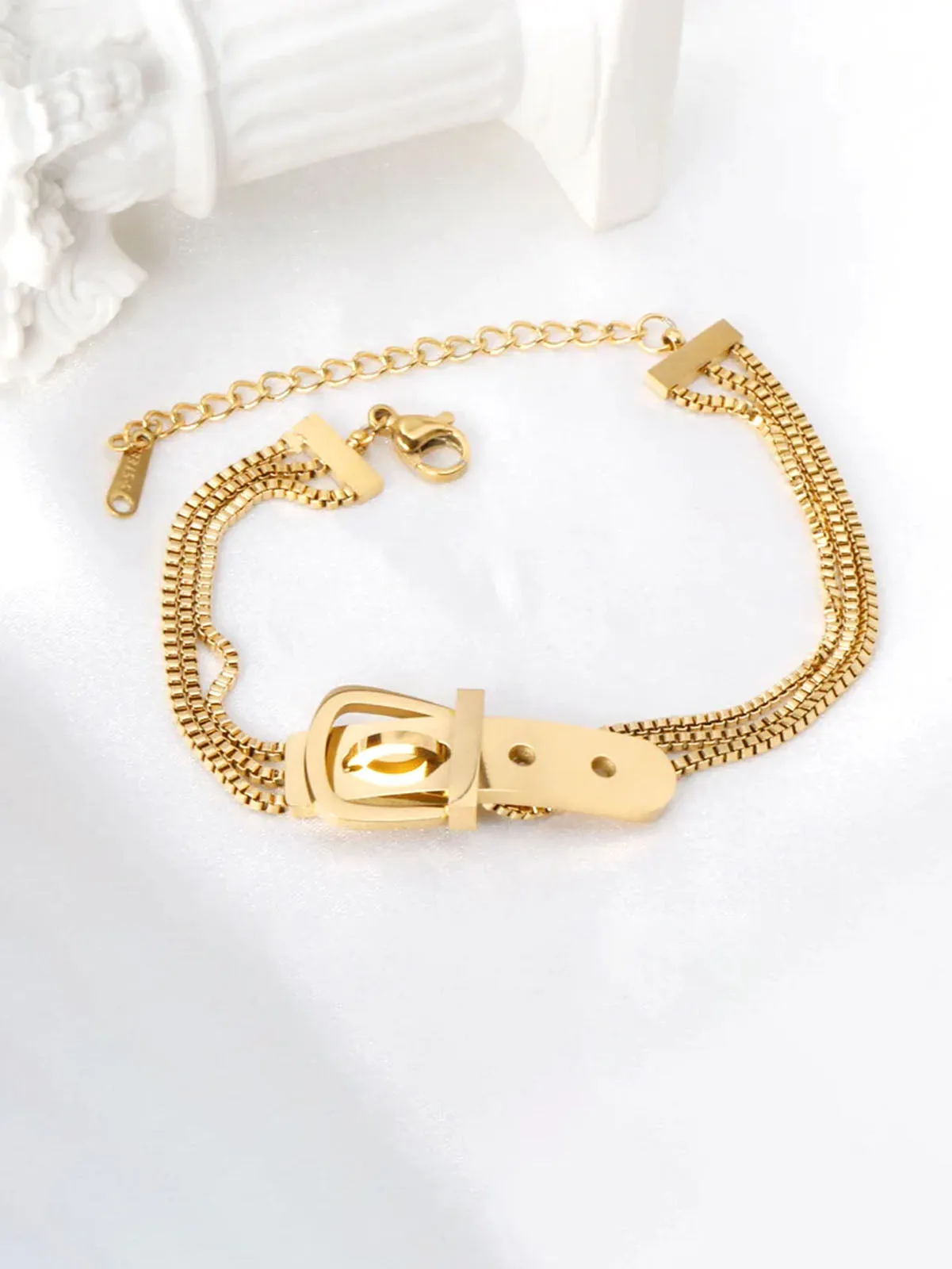 Buckle Decor Multi-Layered Chain Bracelet - FD ⚡