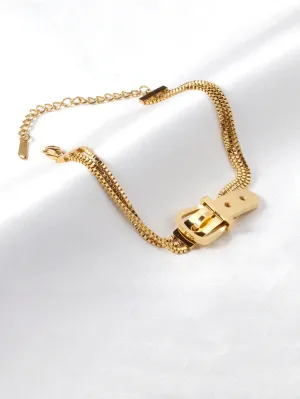 Buckle Decor Multi-Layered Chain Bracelet - FD ⚡