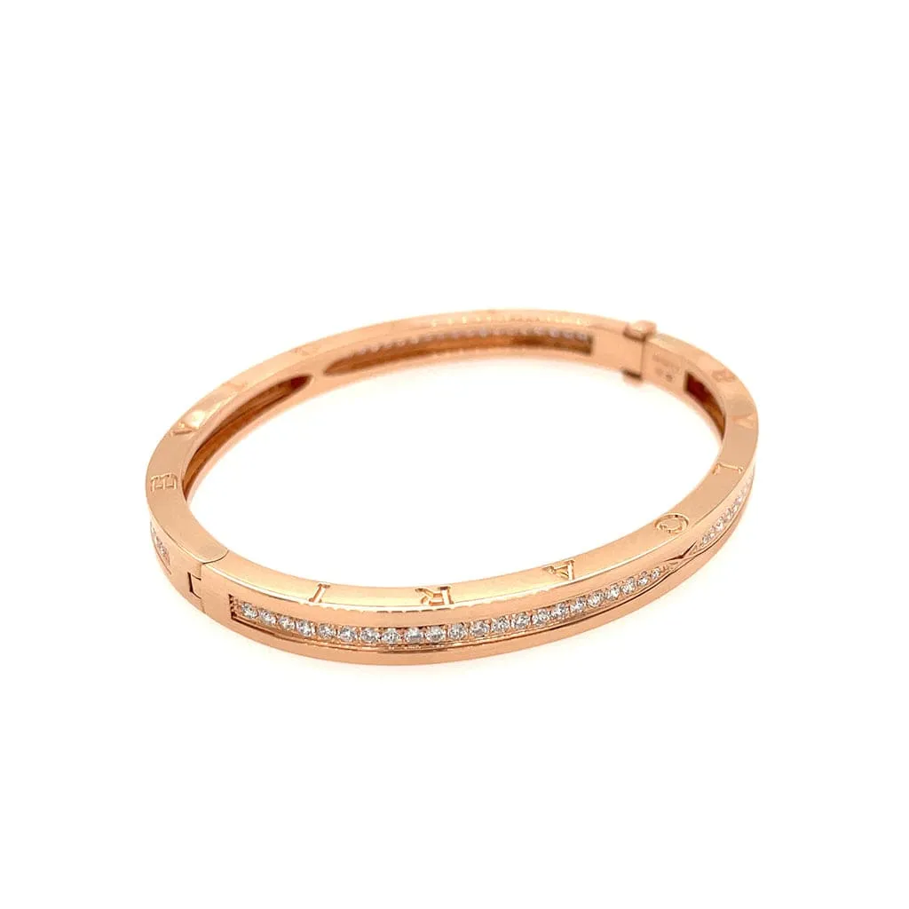 Bulgari 18K Rose Gold Pave Diamond B.Zero1 Medium Bangle Bracelet