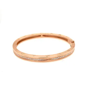 Bulgari 18K Rose Gold Pave Diamond B.Zero1 Medium Bangle Bracelet