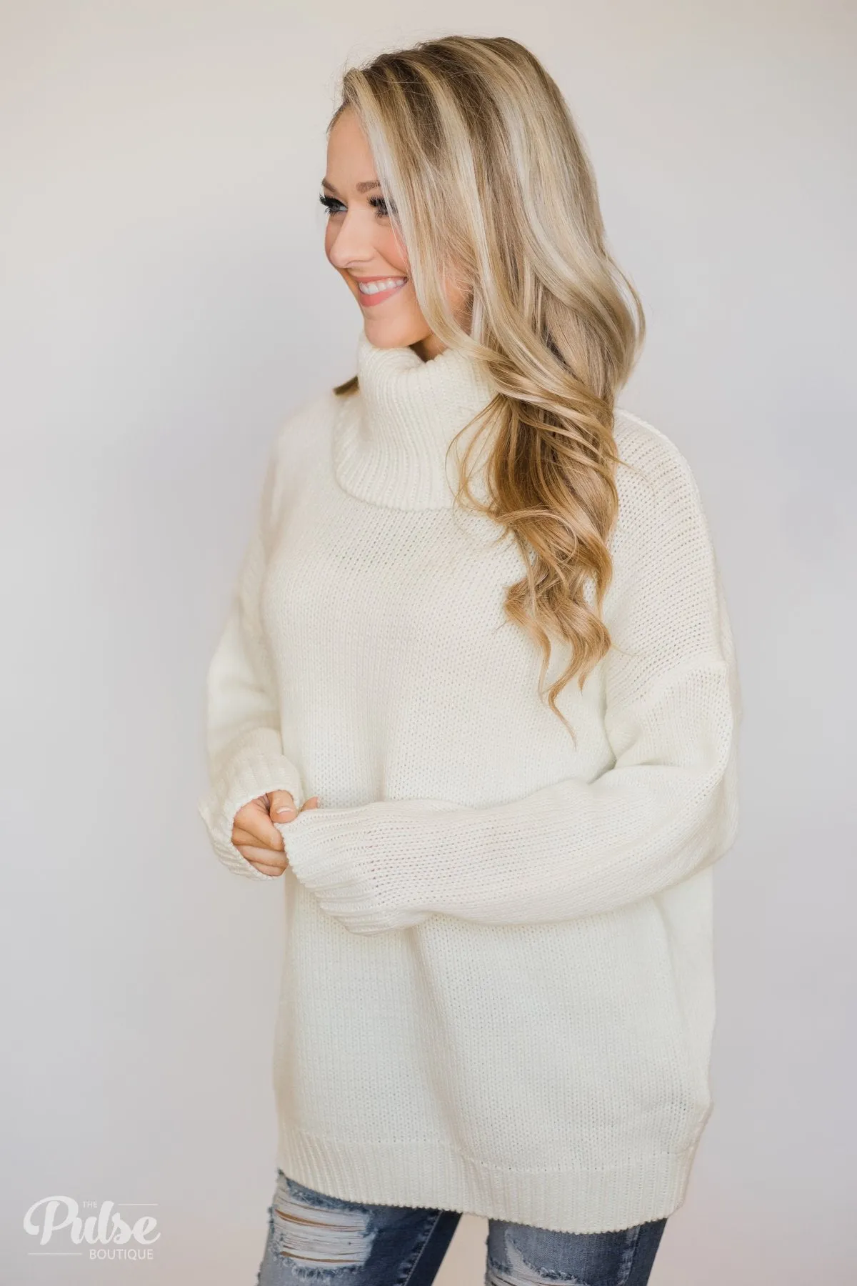 Bunch of Love Turtleneck Knitted Sweater- Ivory