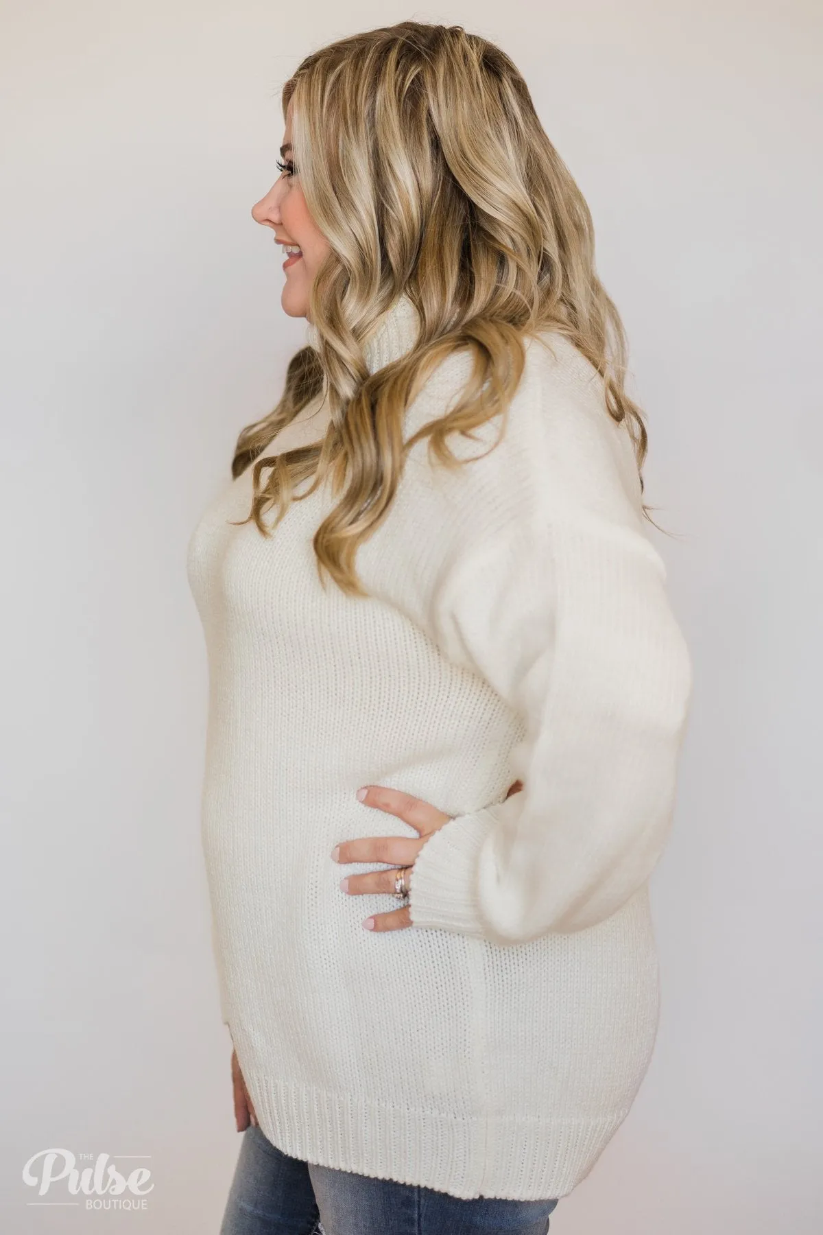 Bunch of Love Turtleneck Knitted Sweater- Ivory
