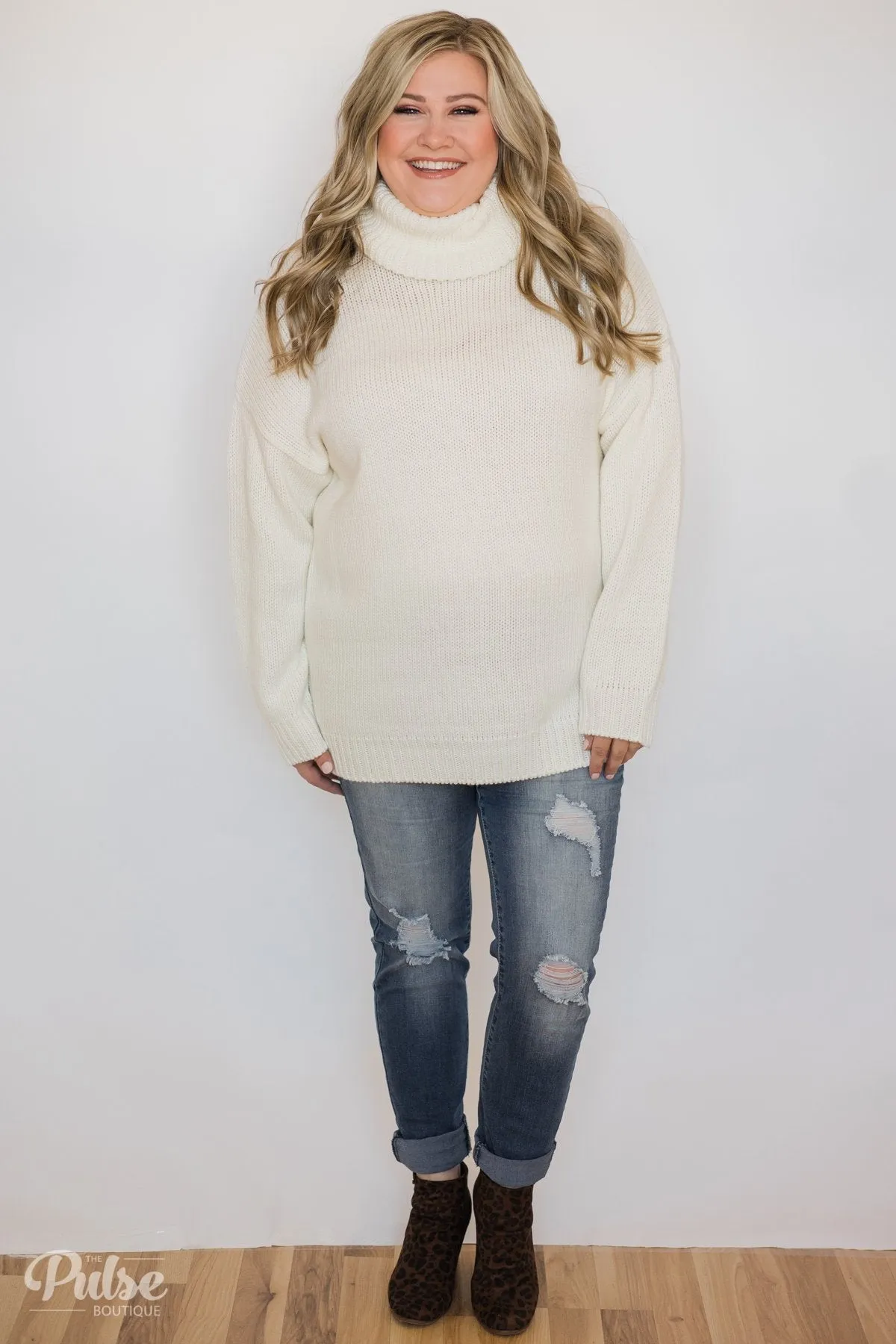 Bunch of Love Turtleneck Knitted Sweater- Ivory