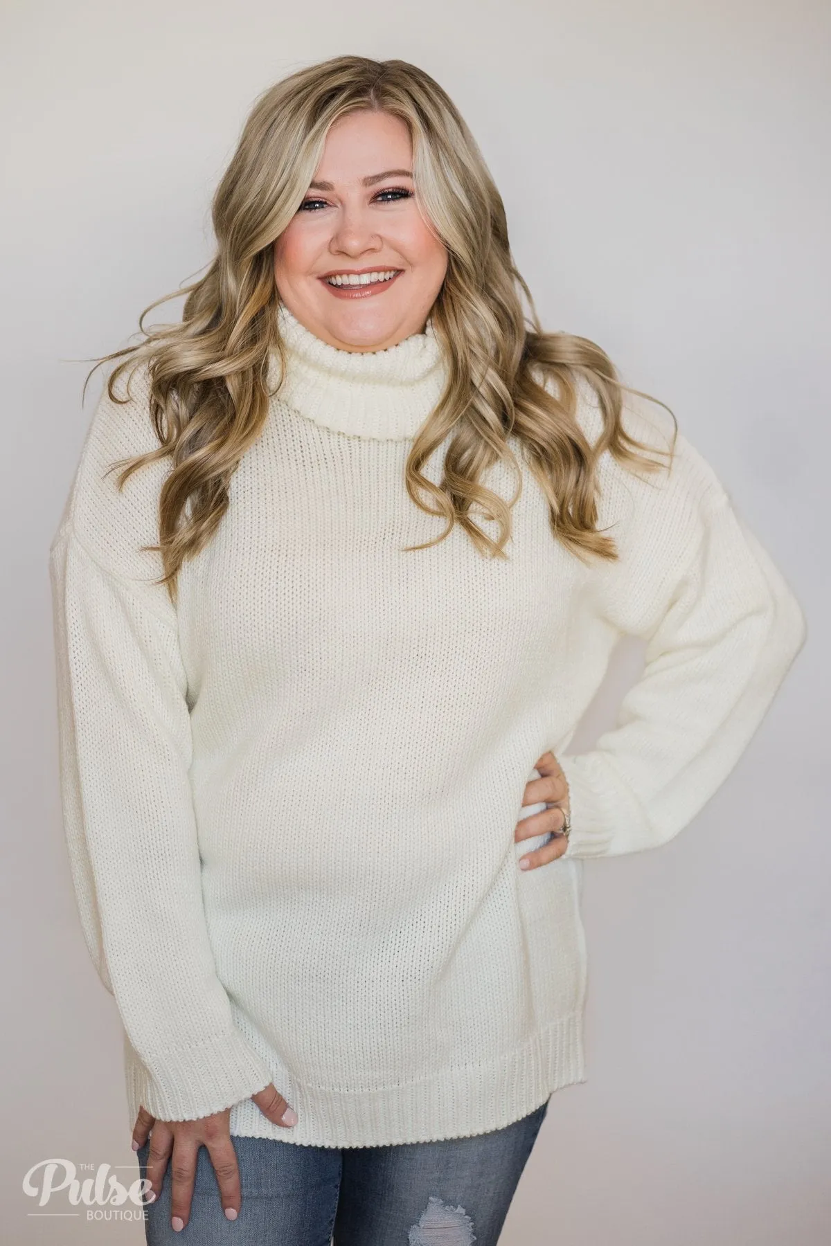 Bunch of Love Turtleneck Knitted Sweater- Ivory