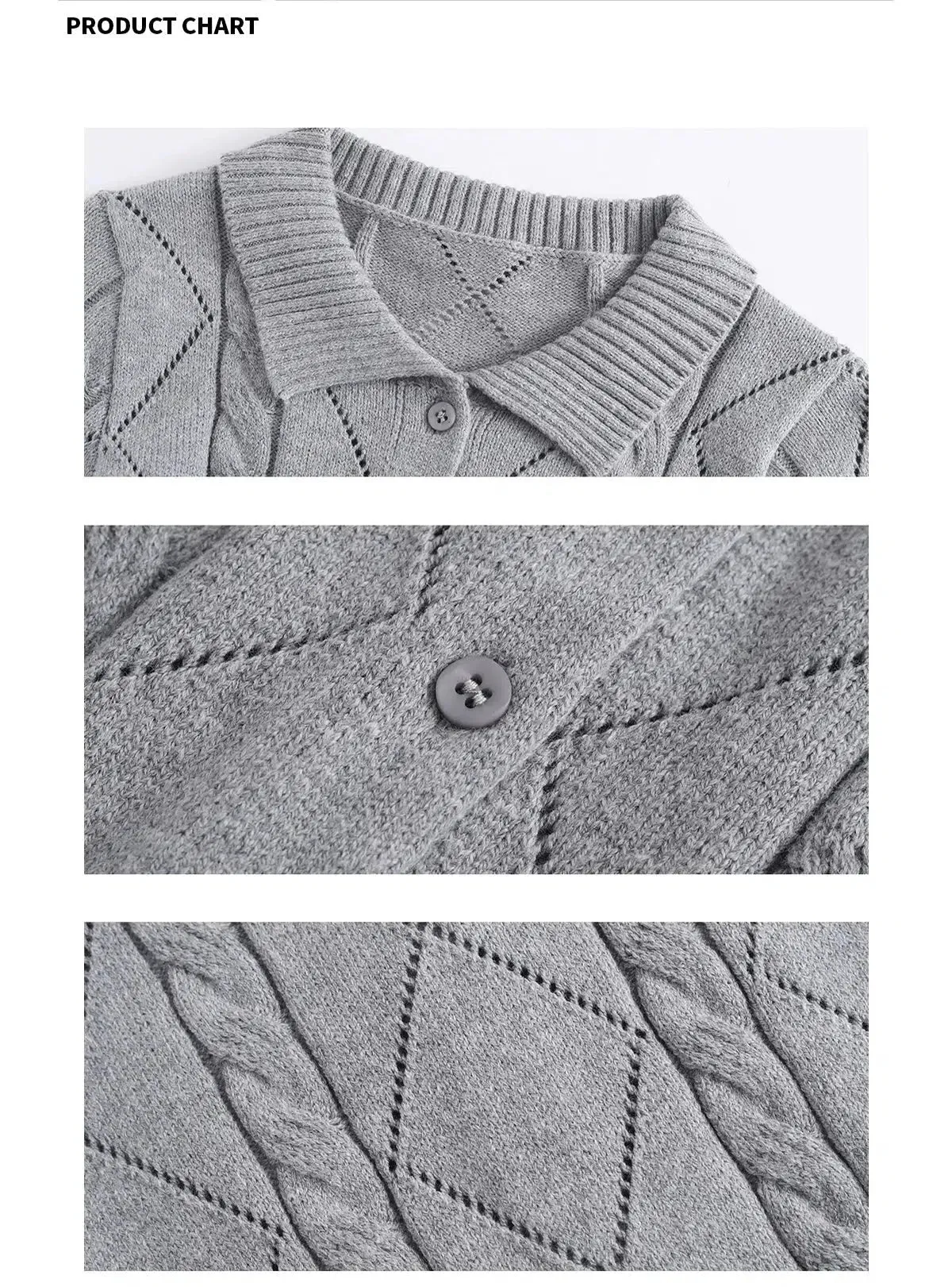 Button Front Cable Knit Cardigan Sweater