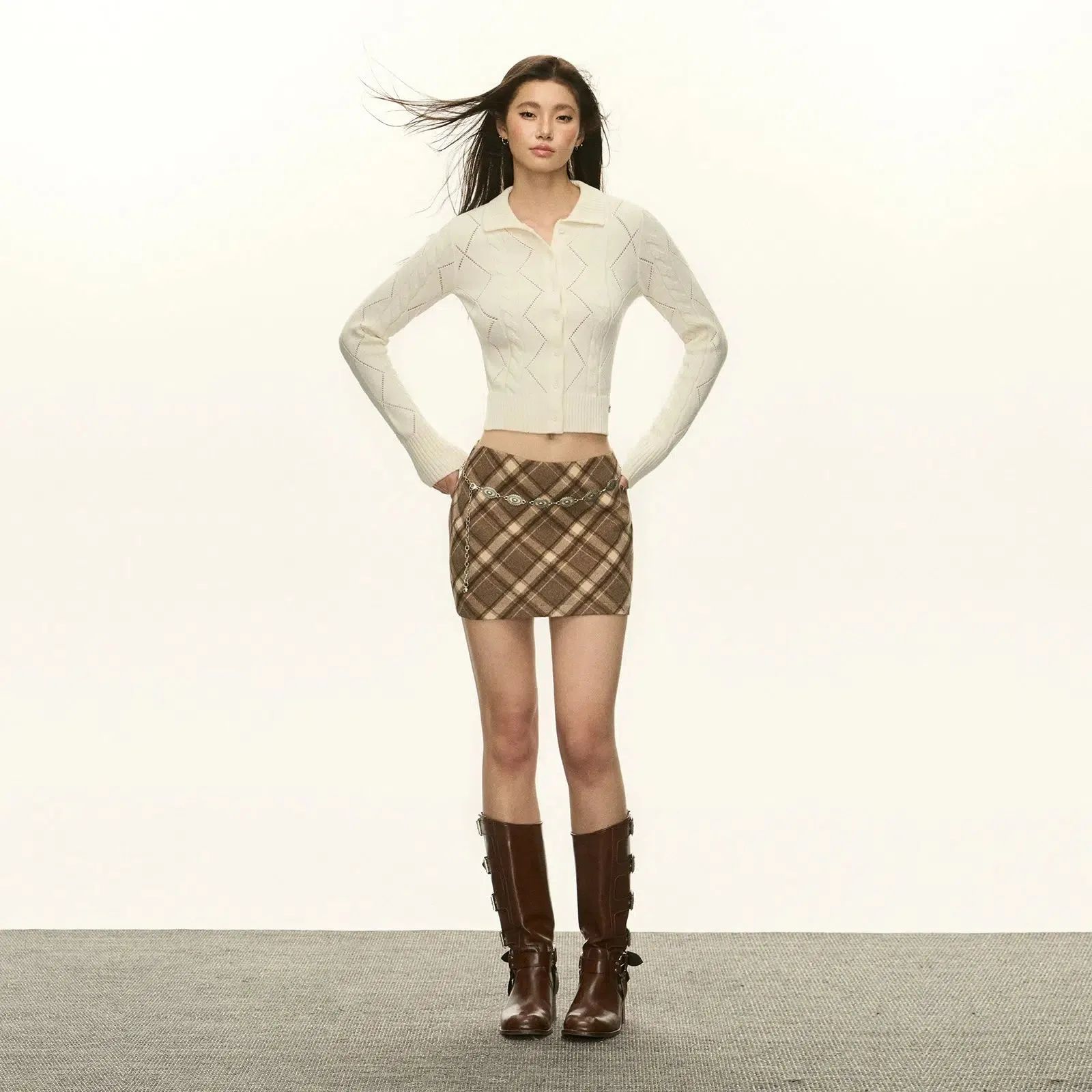 Button Front Cable Knit Cardigan Sweater