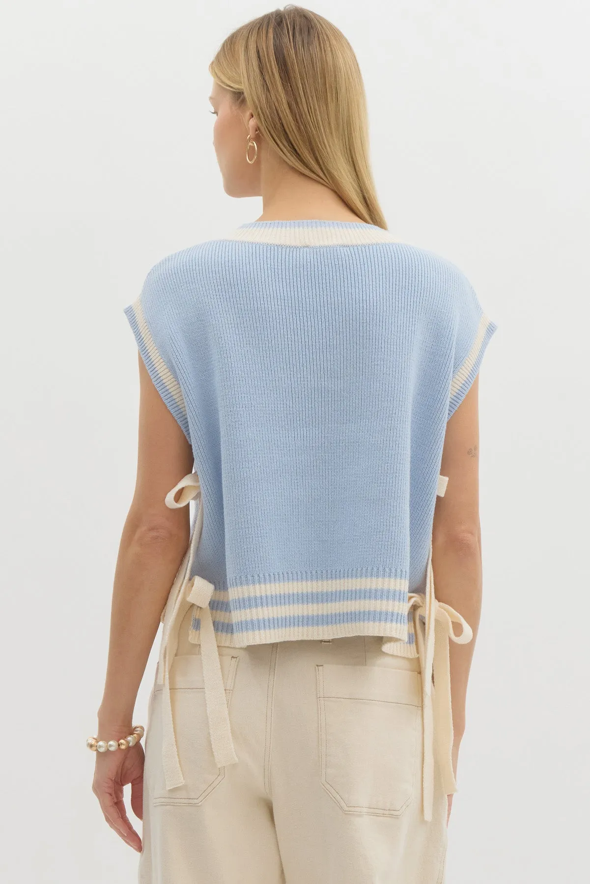 Cable Knit Bow Sweater {Light Blue}