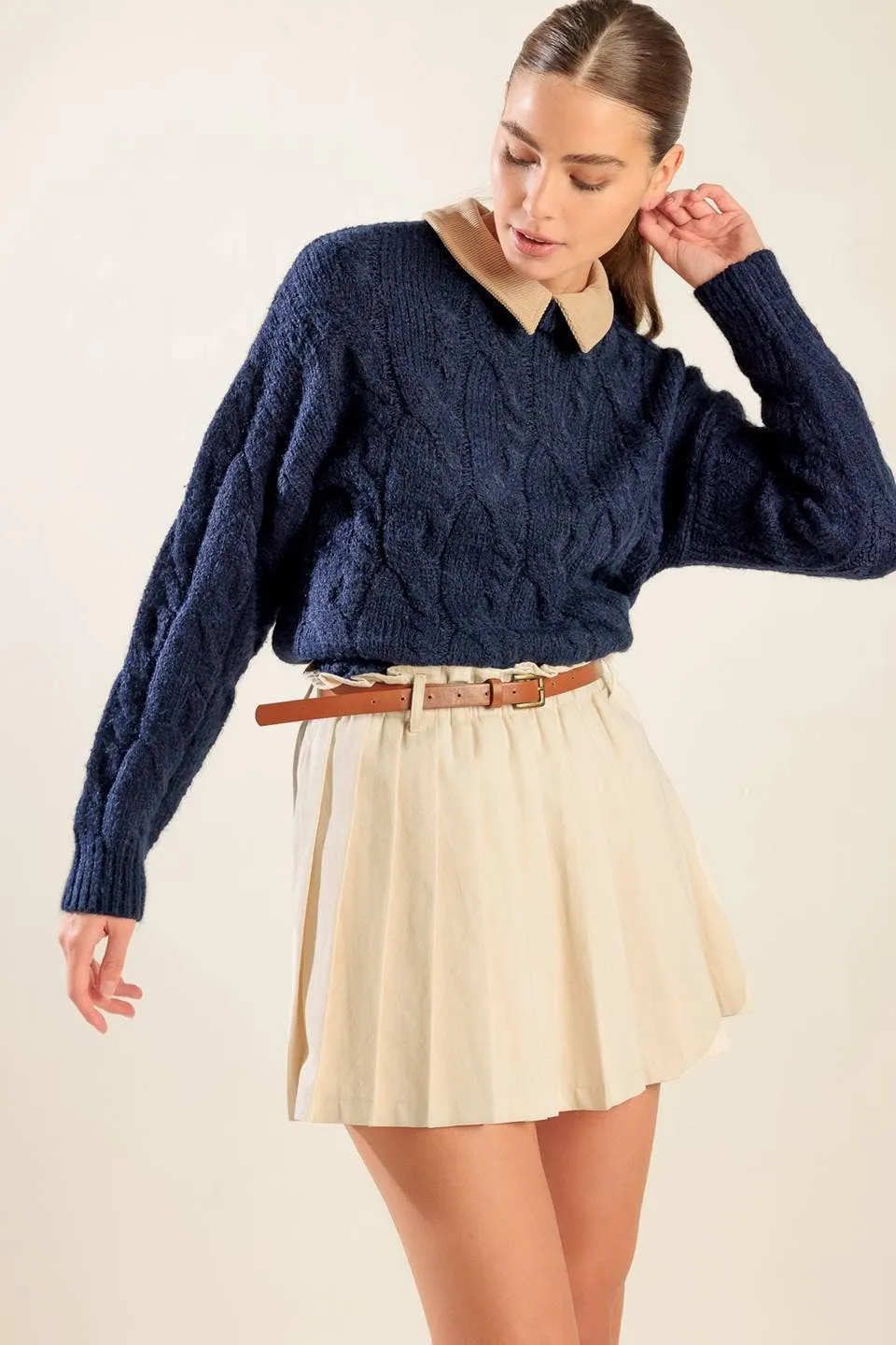 Cable-Knit Collar Sweater