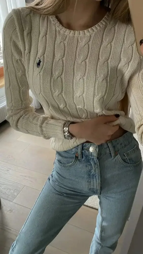 Cable-Knit Cotton Sweater