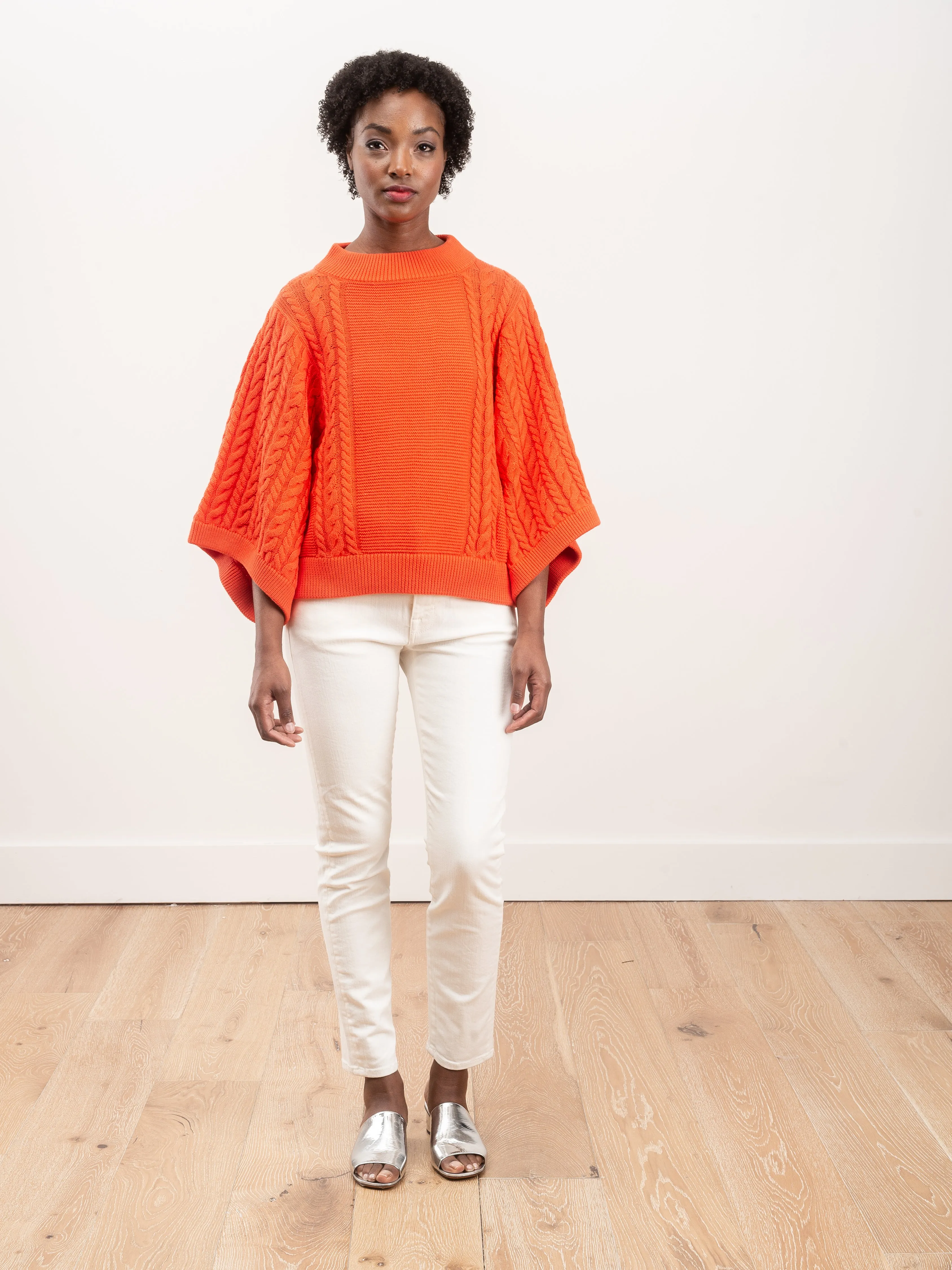 cable knit jumper - coral