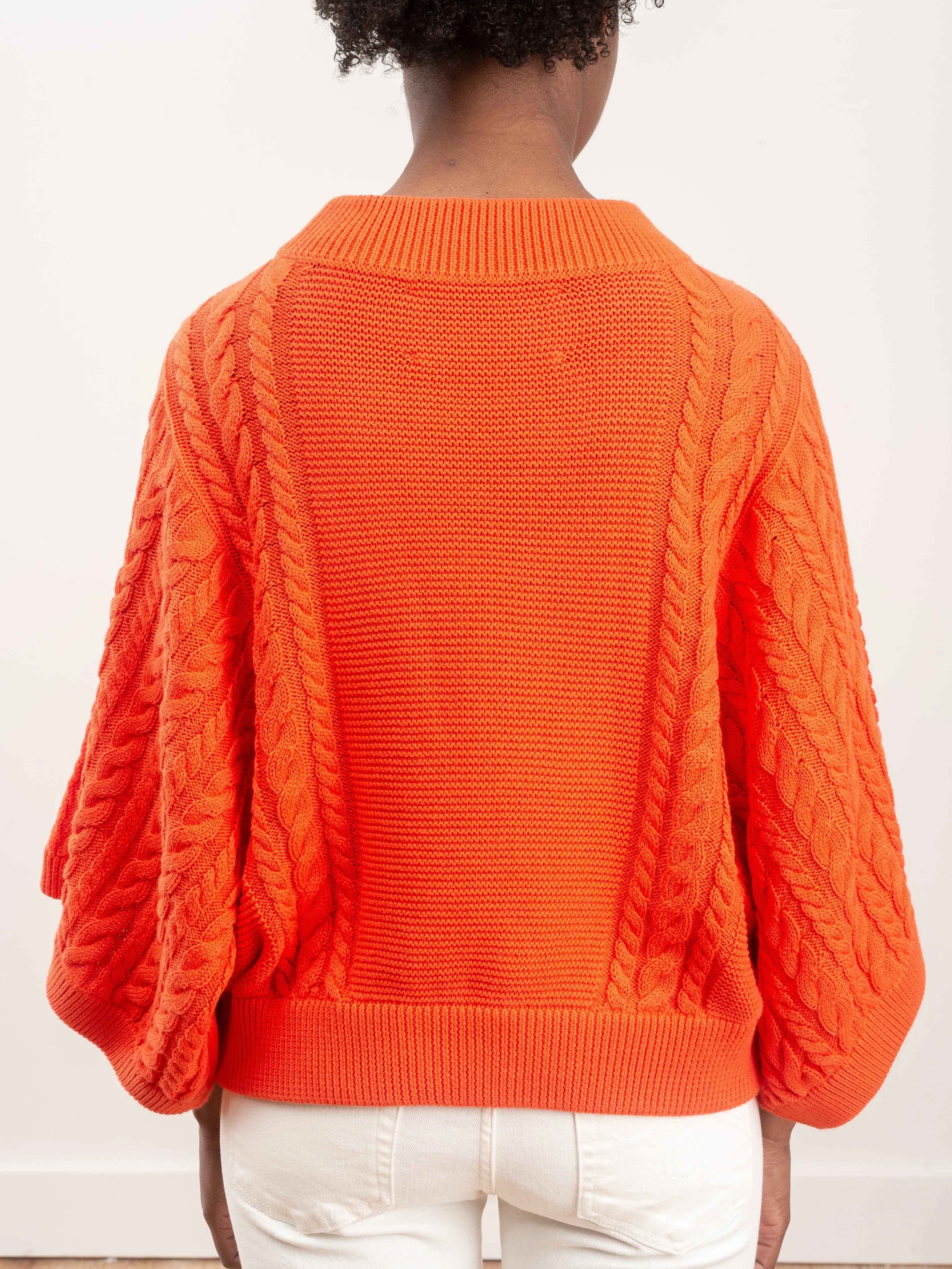cable knit jumper - coral