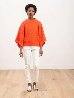 cable knit jumper - coral