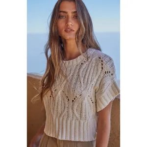Cable Knit Short Sleeve Sweater