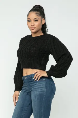 Cable Knitted Crop Top Sweater