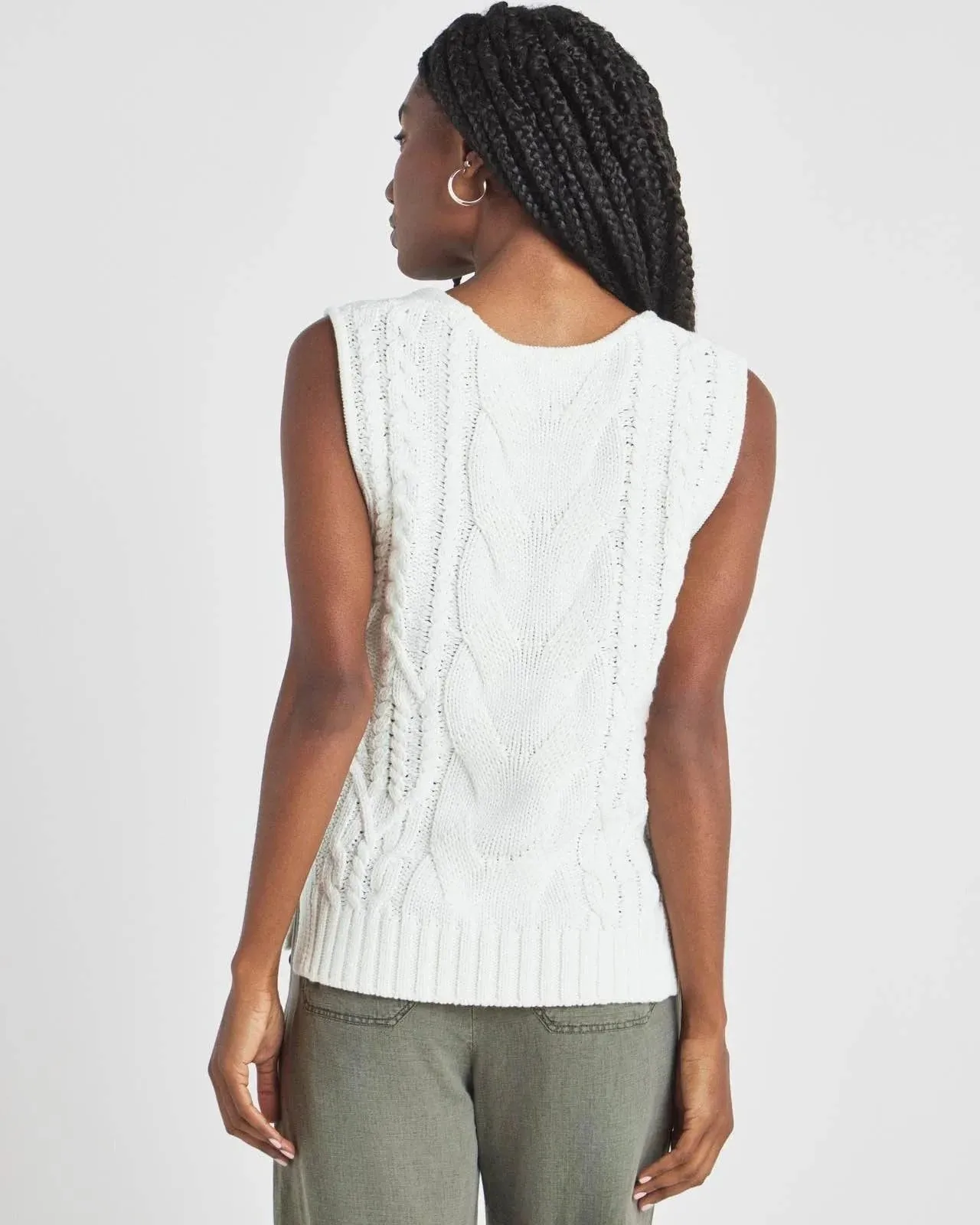 Cable Sweater Vest by Splendid | White