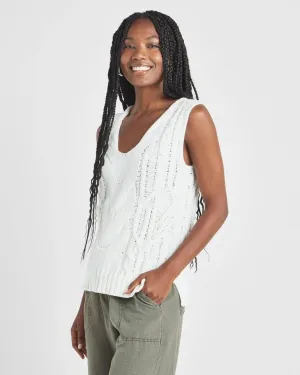 Cable Sweater Vest by Splendid | White