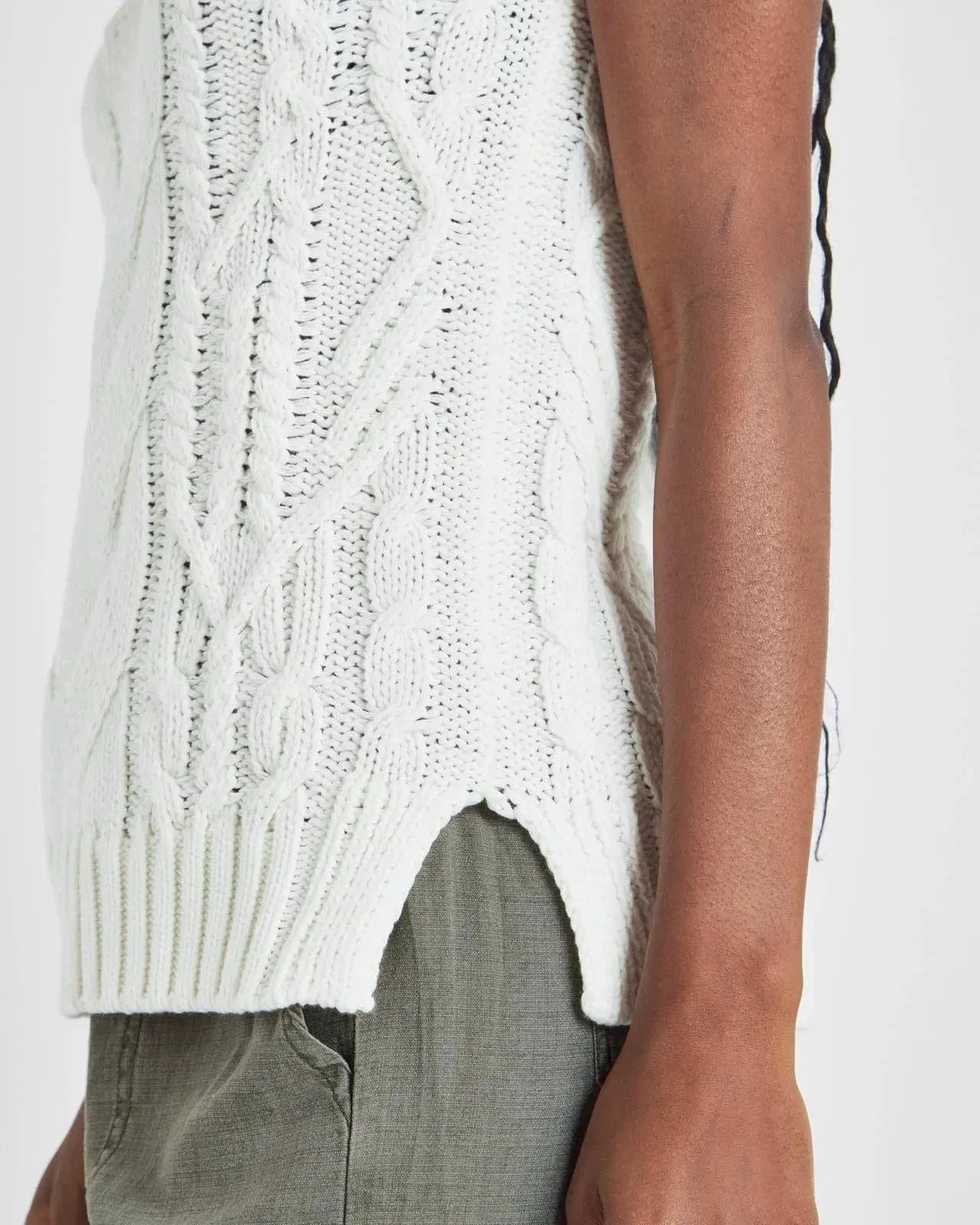 Cable Sweater Vest by Splendid | White