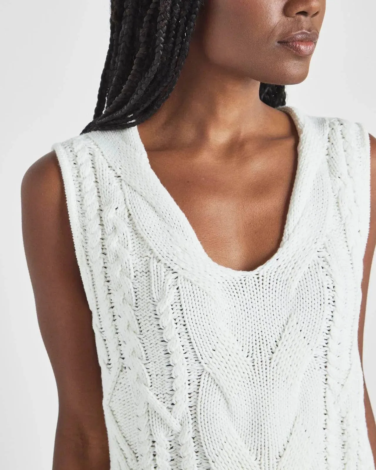 Cable Sweater Vest by Splendid | White