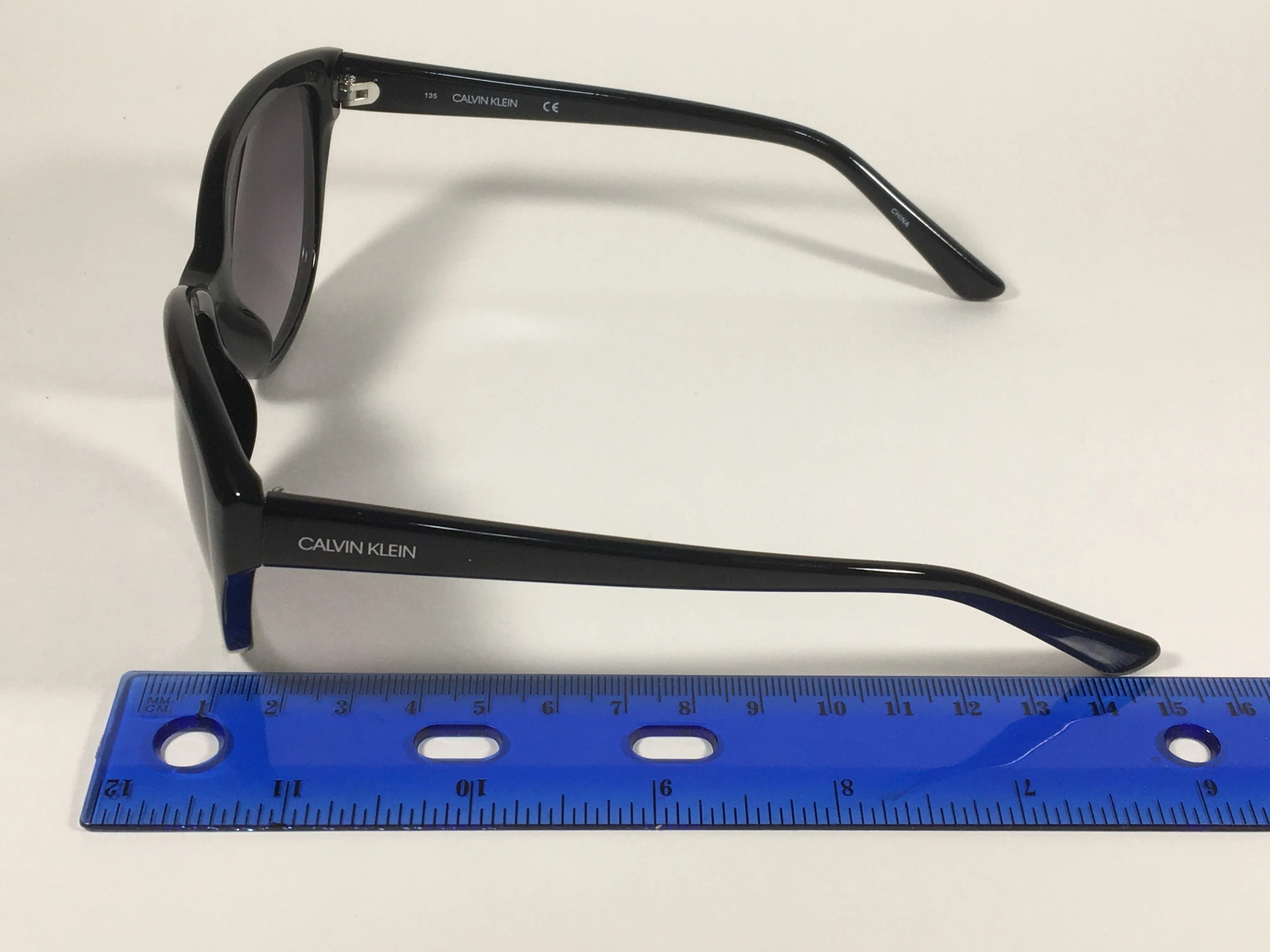 Calvin Klein Cat Eye Sunglasses CK19536S 001 Black Gloss Smoke Gradient Lens