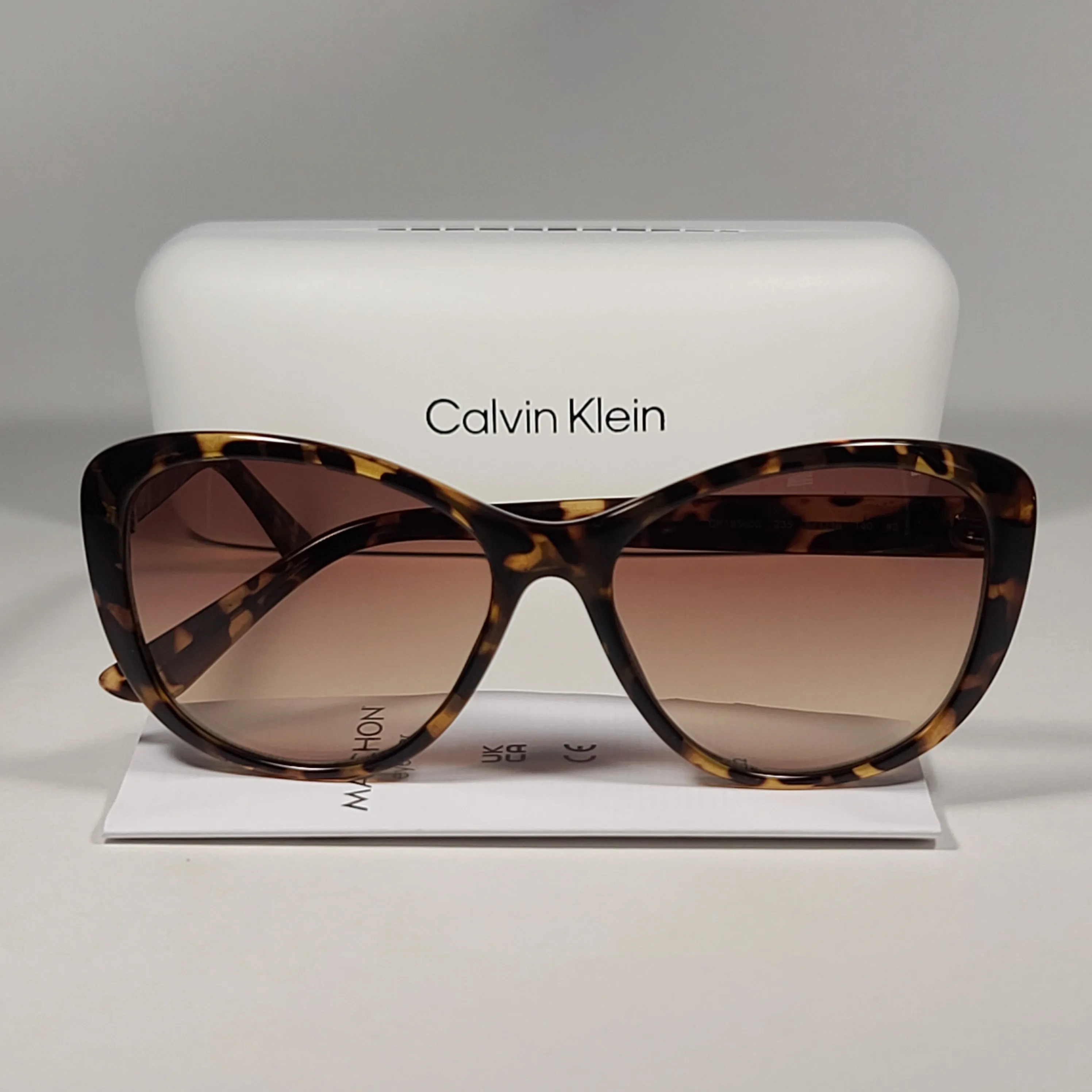 Calvin Klein Cat Eye Sunglasses CK19560S 235 Brown Tortoise Frame Brown Gradient Lens