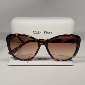 Calvin Klein Cat Eye Sunglasses CK19560S 235 Brown Tortoise Frame Brown Gradient Lens
